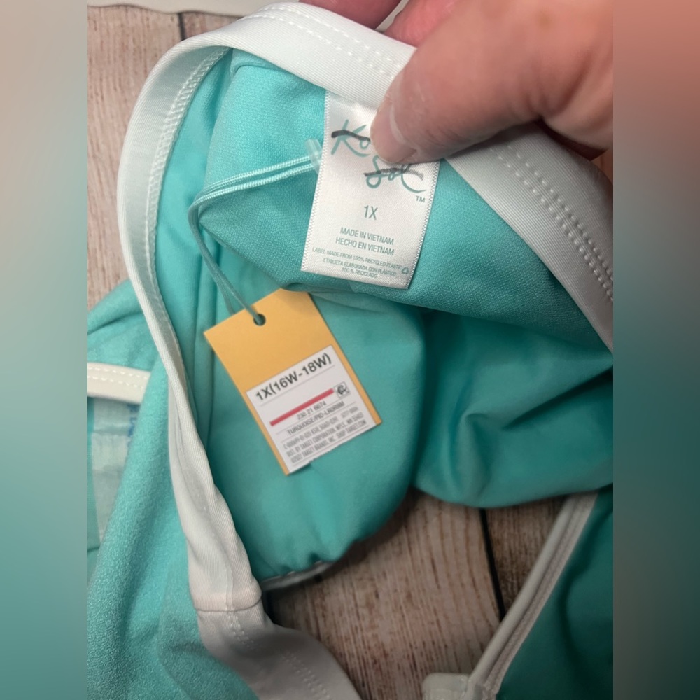 SALE-NWT Teal & White Bikini, 1X (16W-18W) Swim Suit, plus size, FINAL MARKDOWN! - Picture 7 of 7